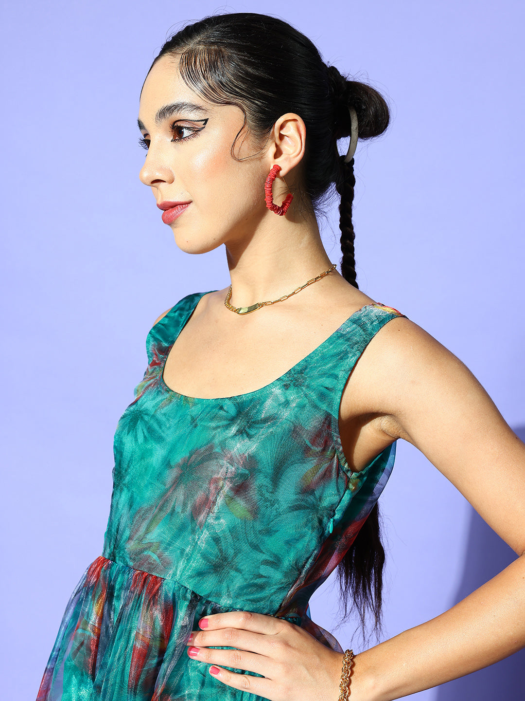 PANIT Green Floral Tiered Dress