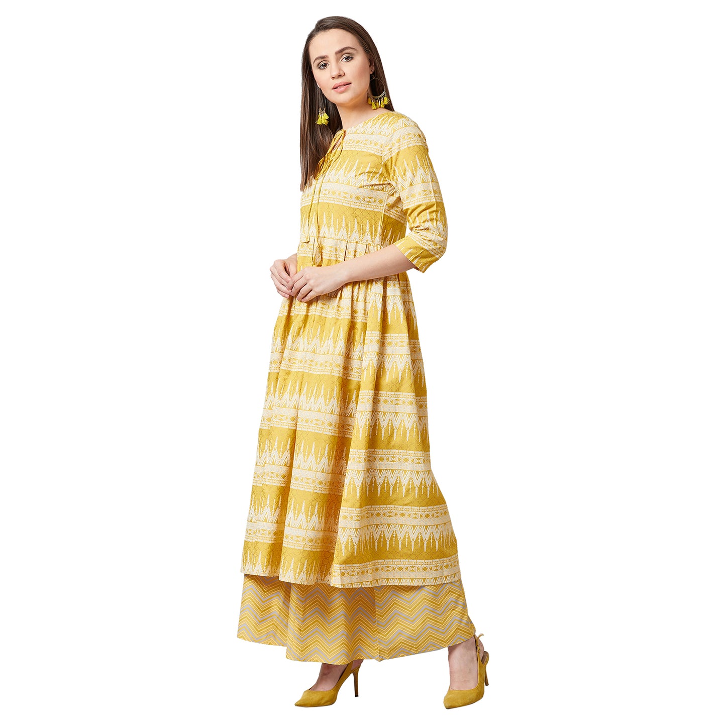 Women Flared Kurta And Palazzo Set