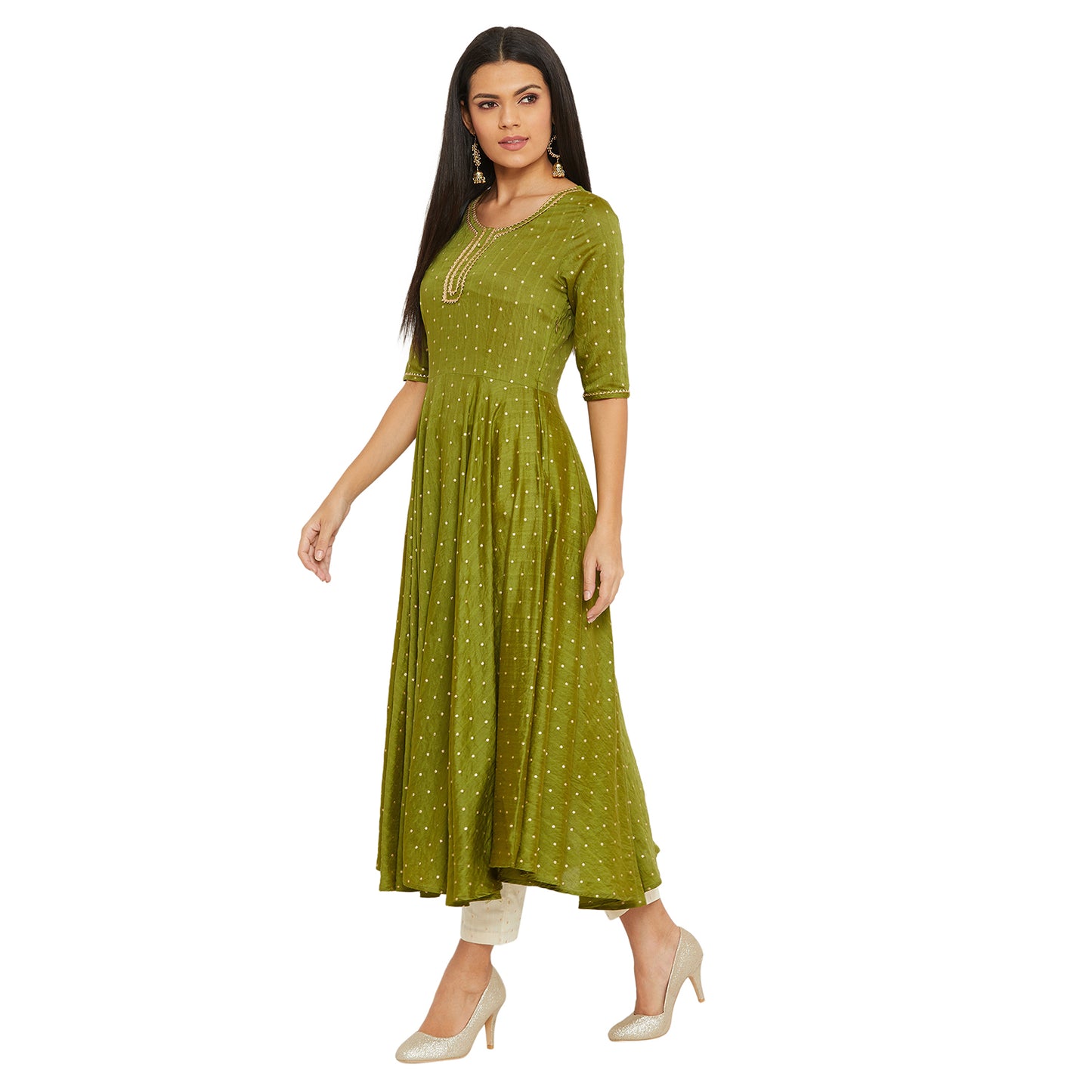 Mehndi Colour Flare Kurta Set