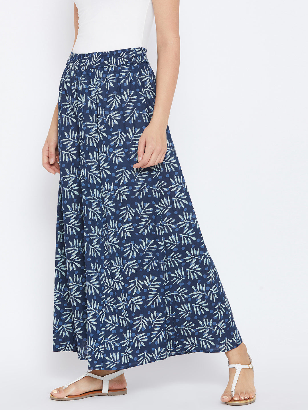PANIT Women Navy Blue Printed Flared Palazzos