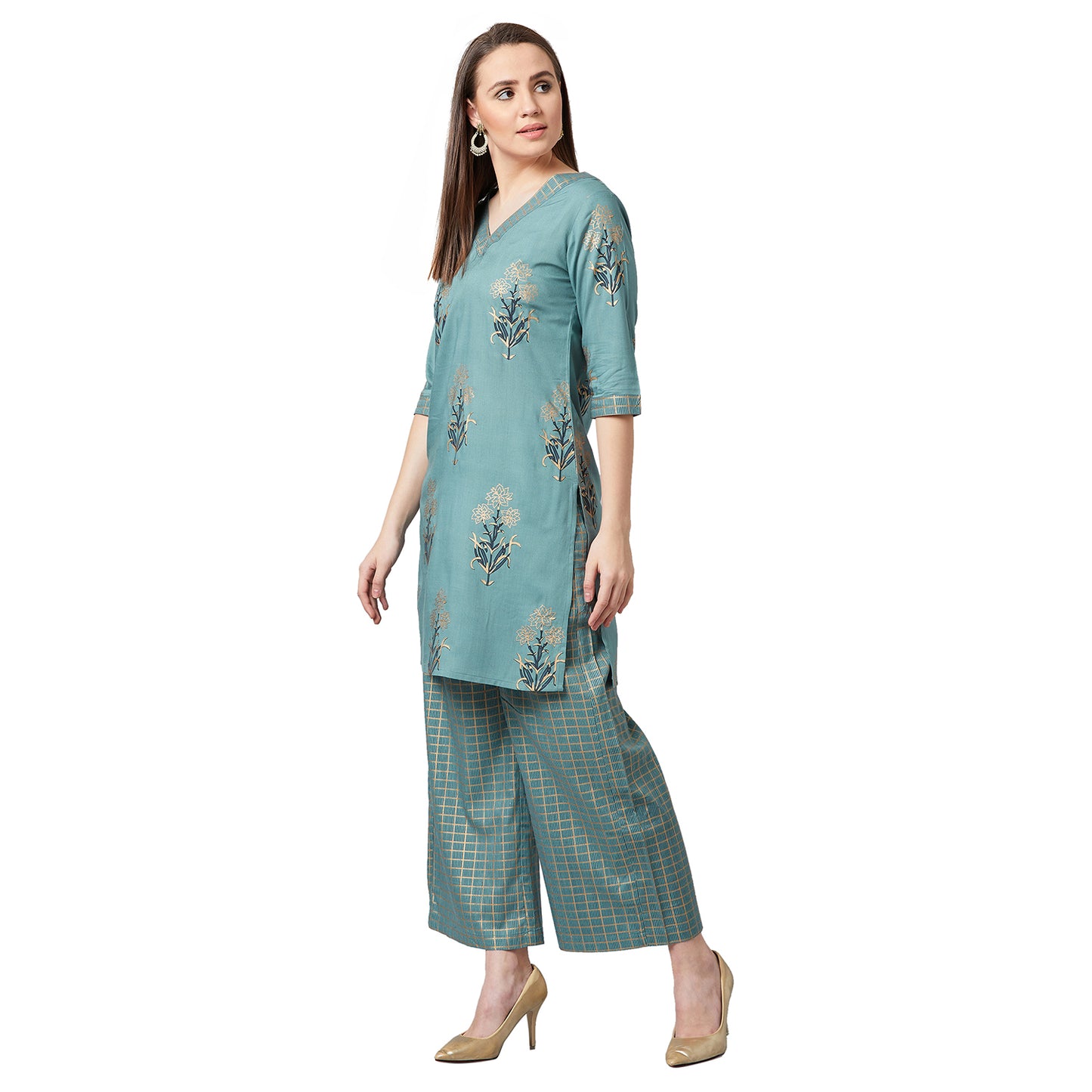 Women A-line Kurta And Palazzo Set