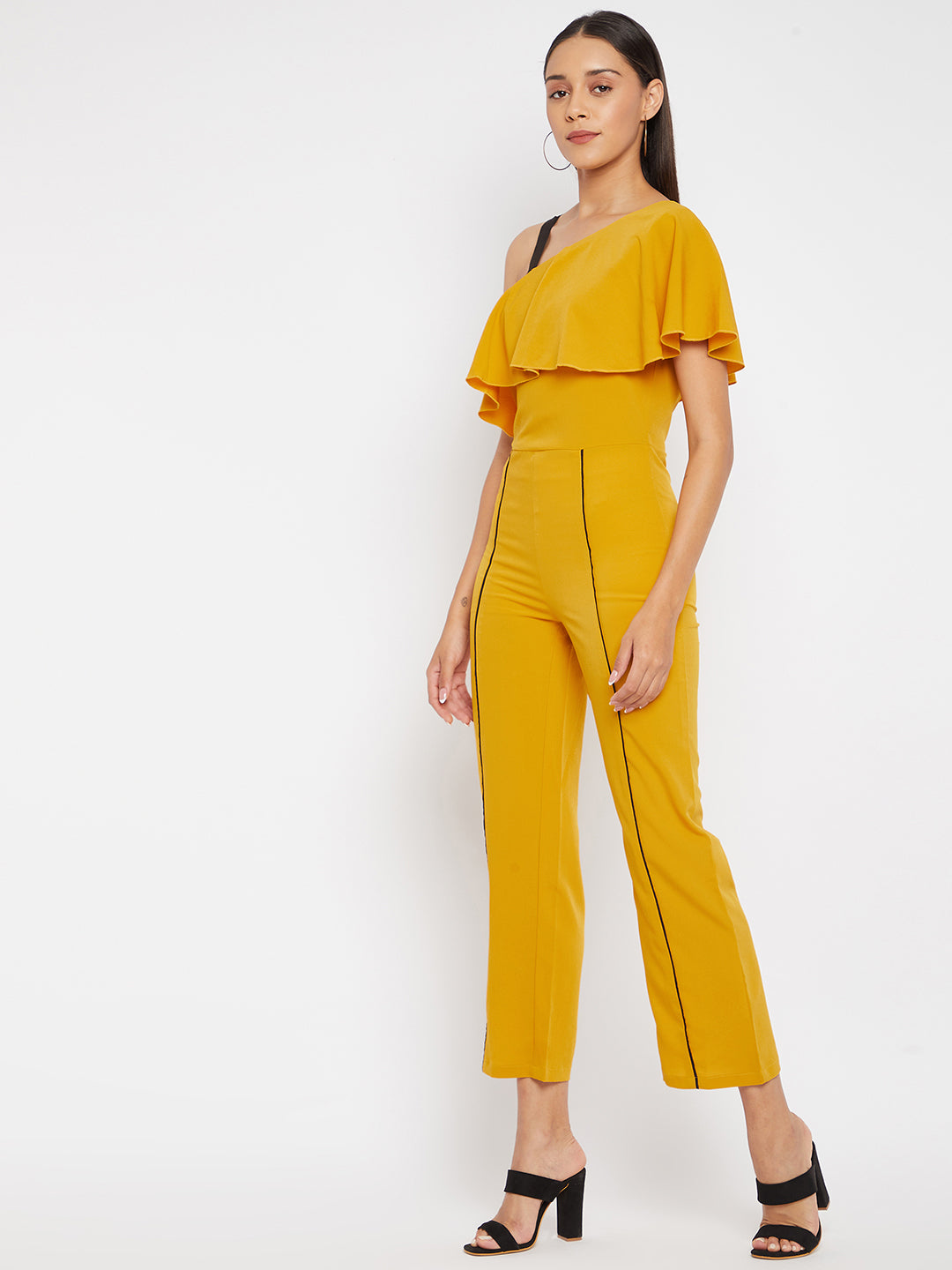Yellow Basic Jumpsuit with Ruffles