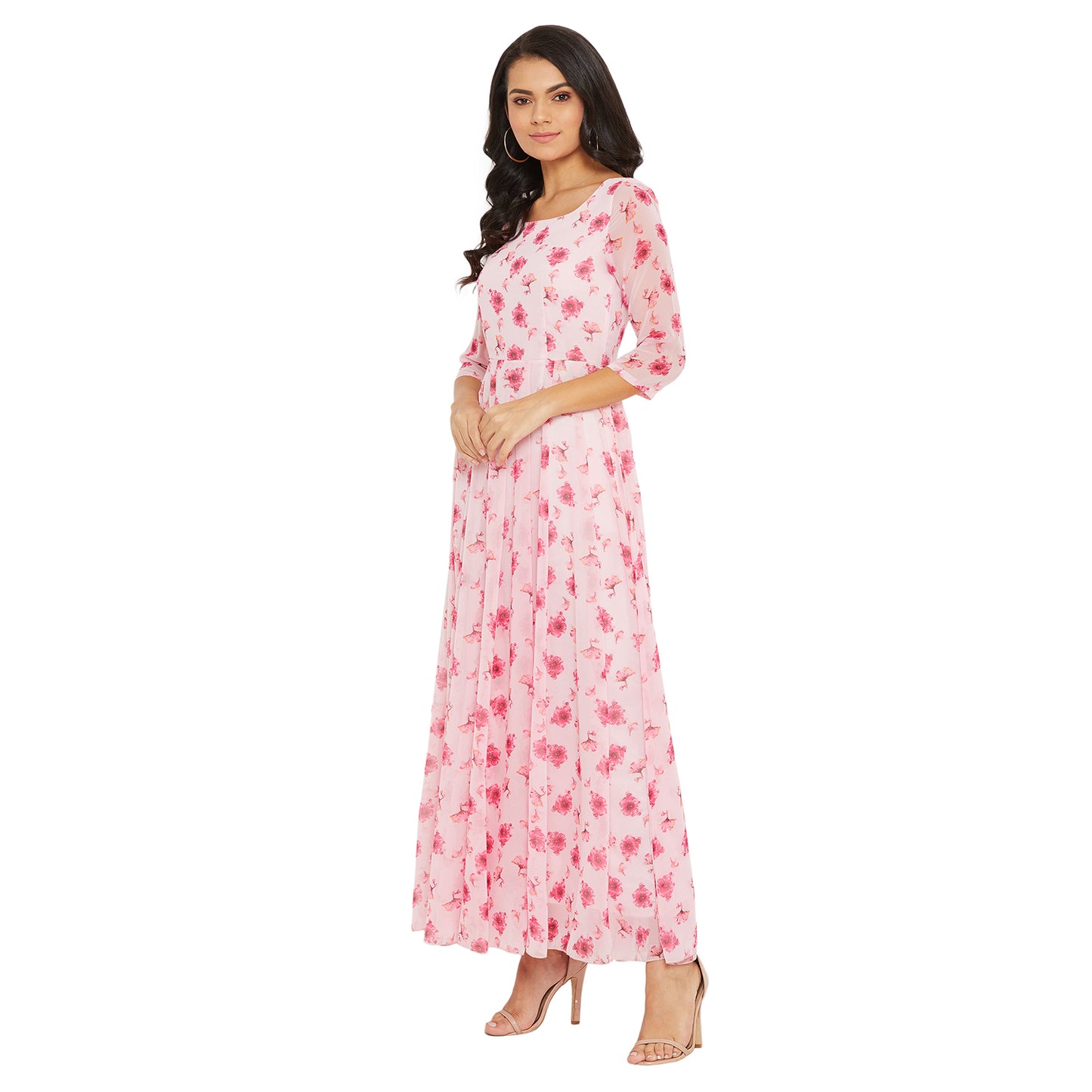 Women Pink Floral Printed Maxi dress