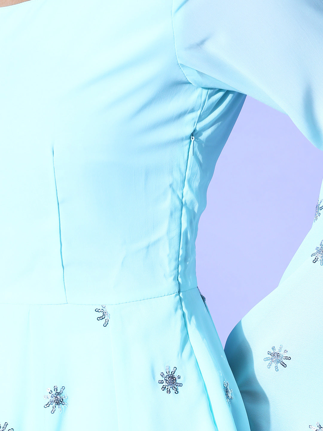 Embroidered baby blue kurta and baby pink sharara with matching embroidered dupatta