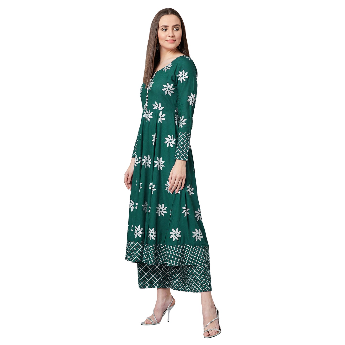 Women Flared Kurta And Palazzo Set