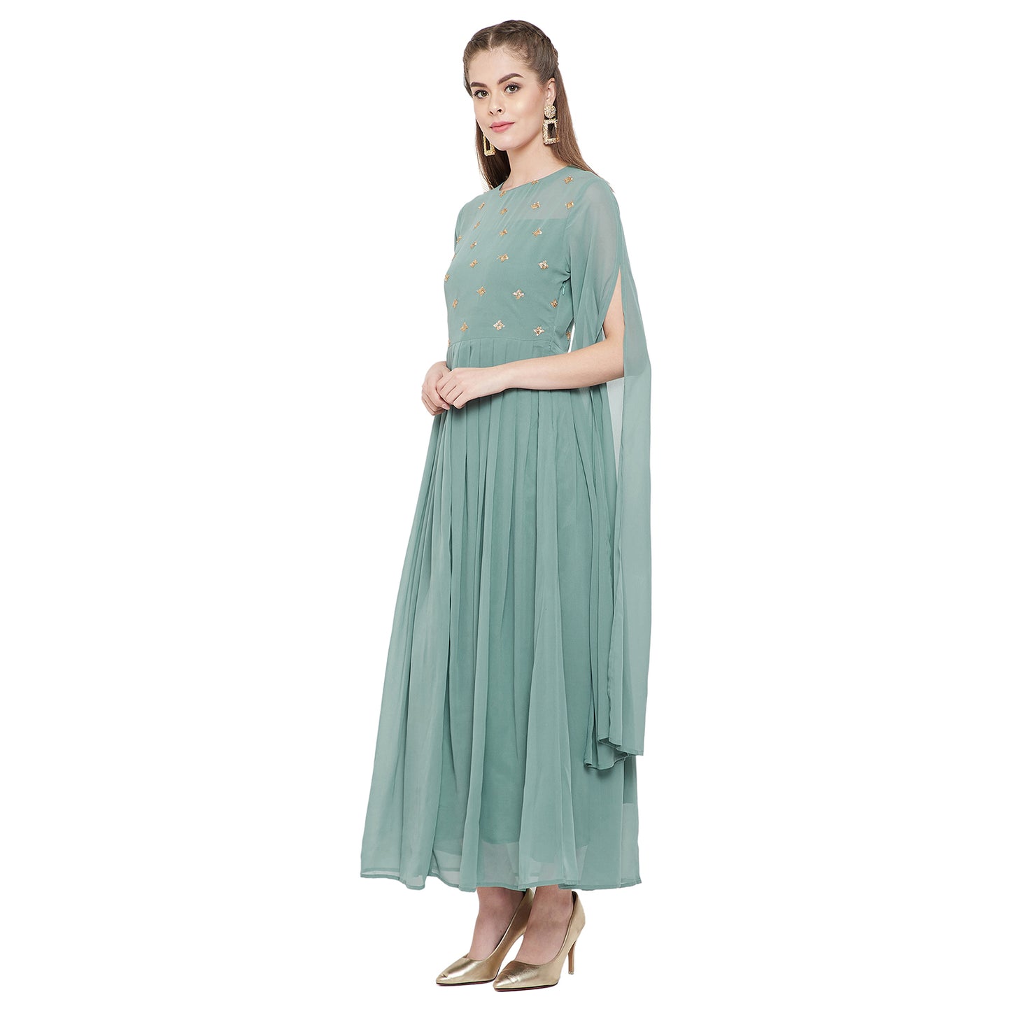 Women's Fit and Flare Maxi Length Dress