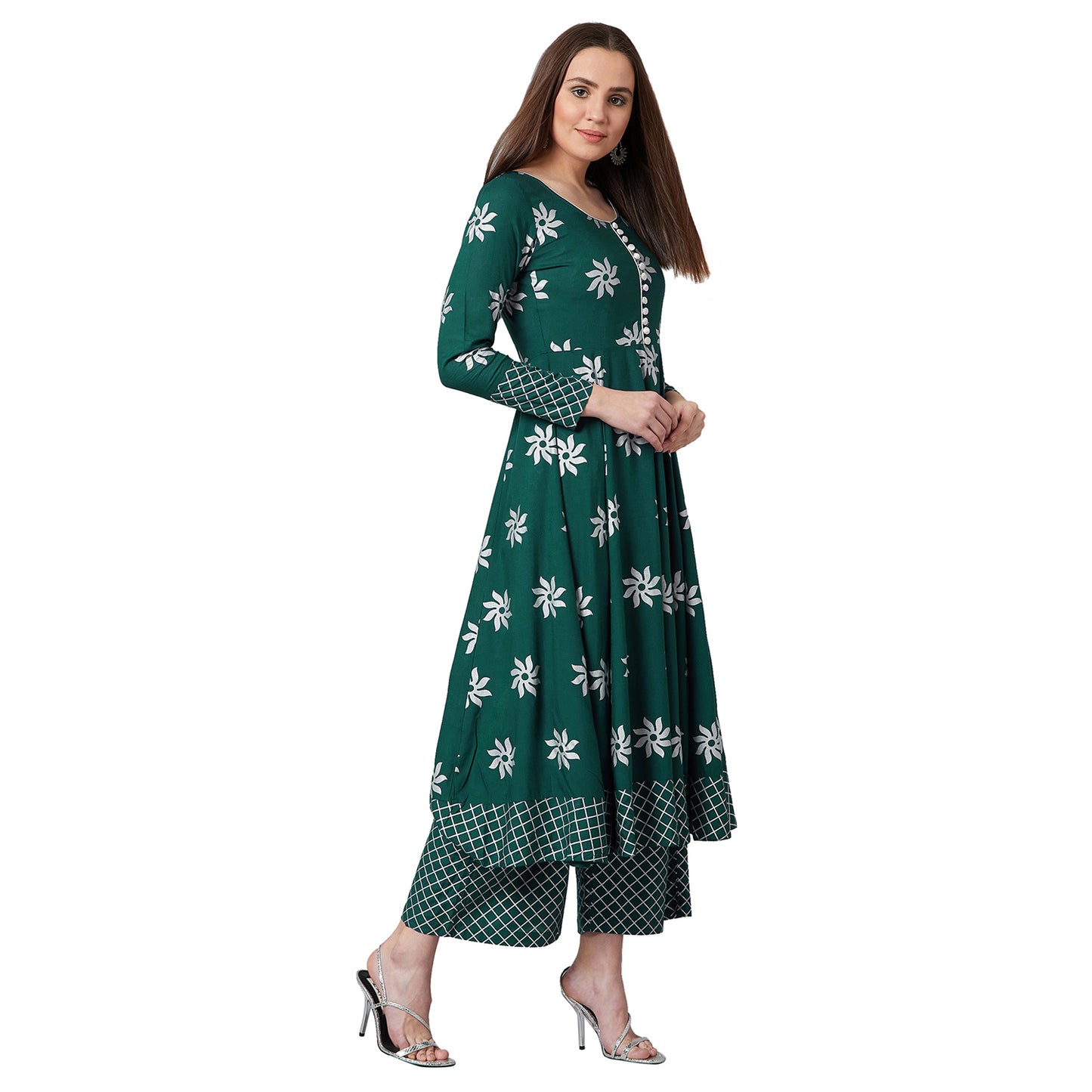 Women Flared Kurta And Palazzo Set