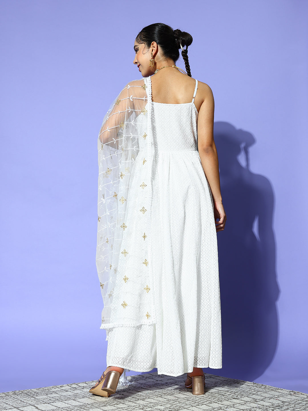 PANIT Women White Ethnic Motifs Noughties Spaghetti Dress