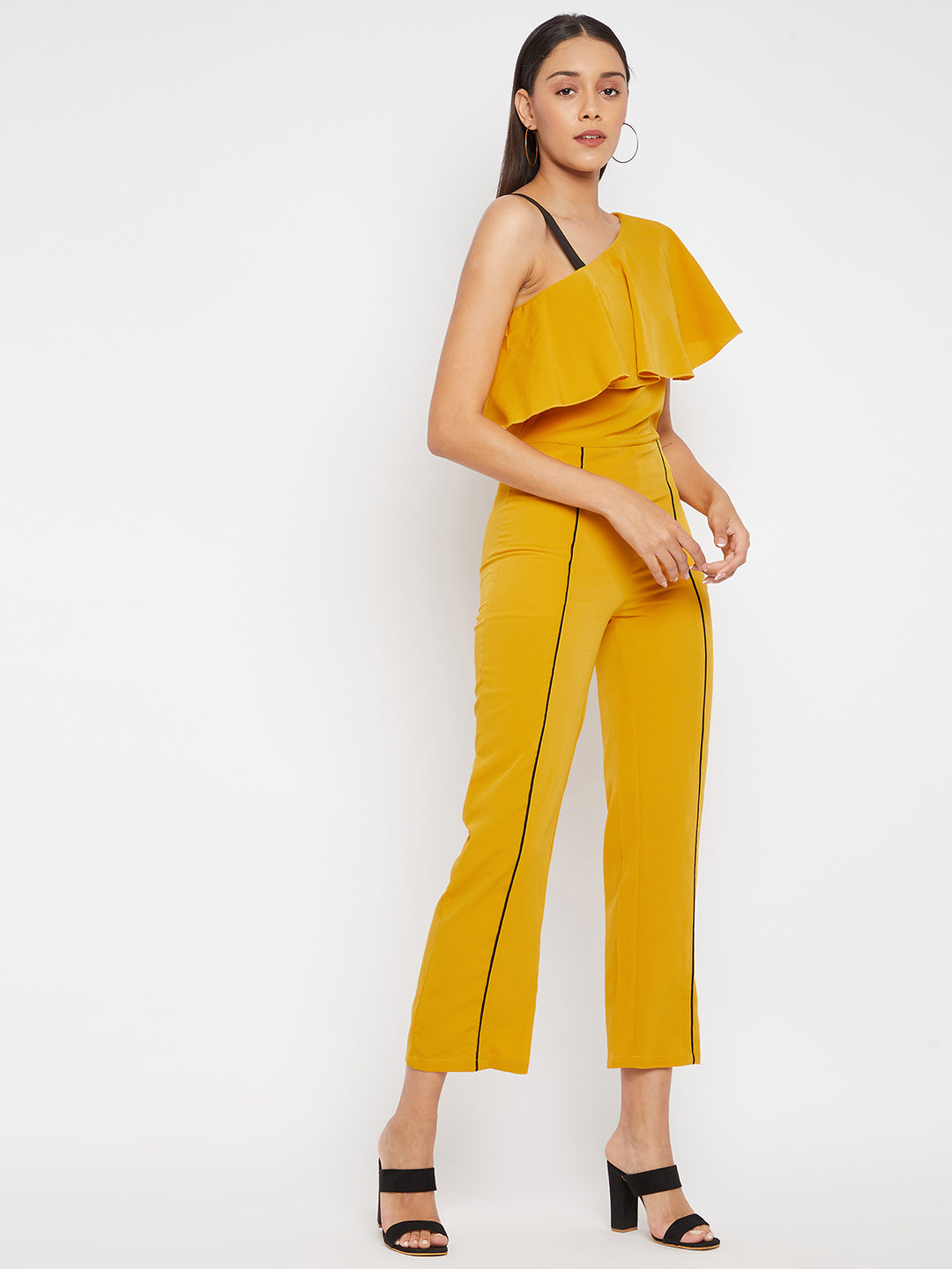 Yellow Basic Jumpsuit with Ruffles