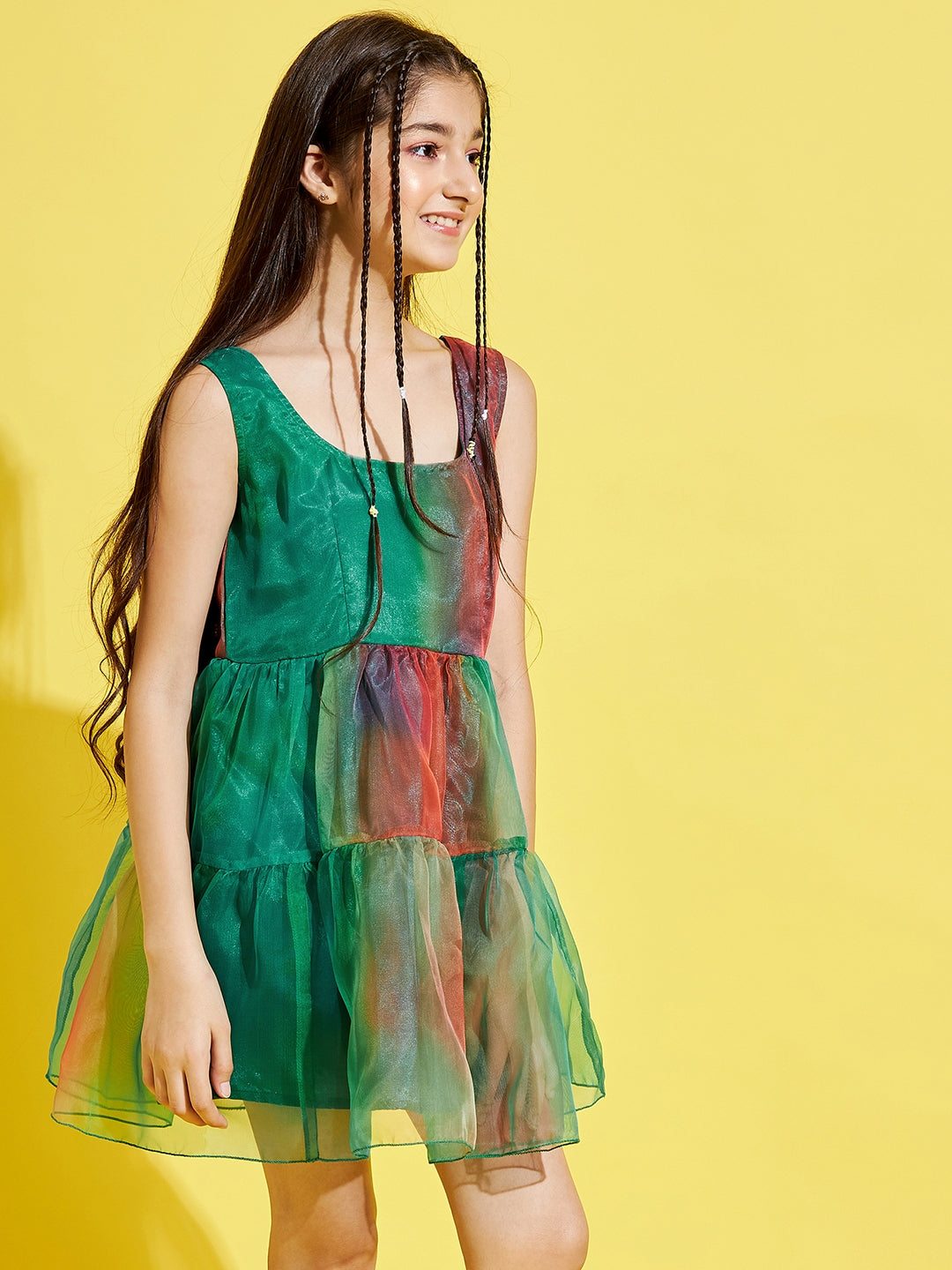 Girls Green & Red Dress