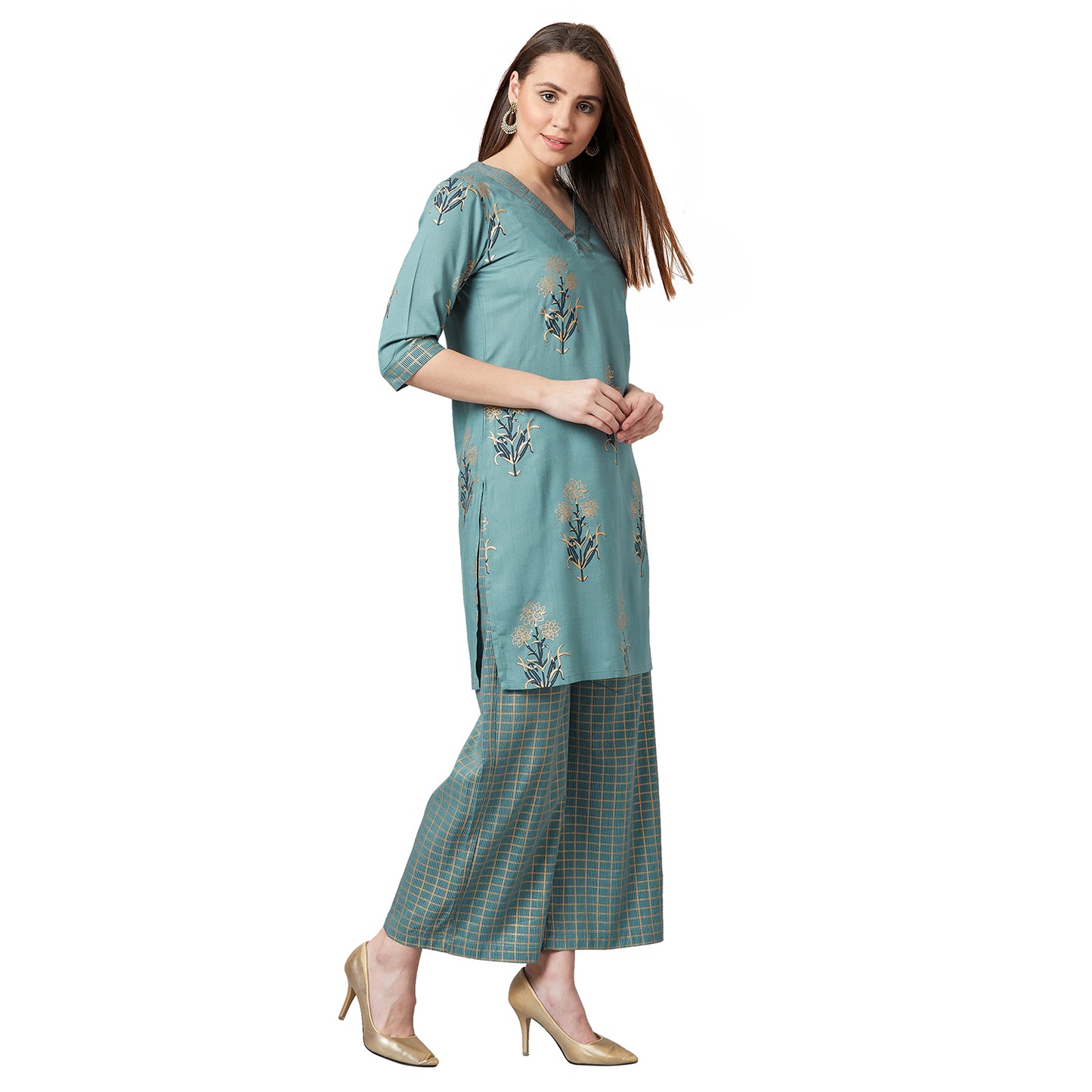 Women A-line Kurta And Palazzo Set