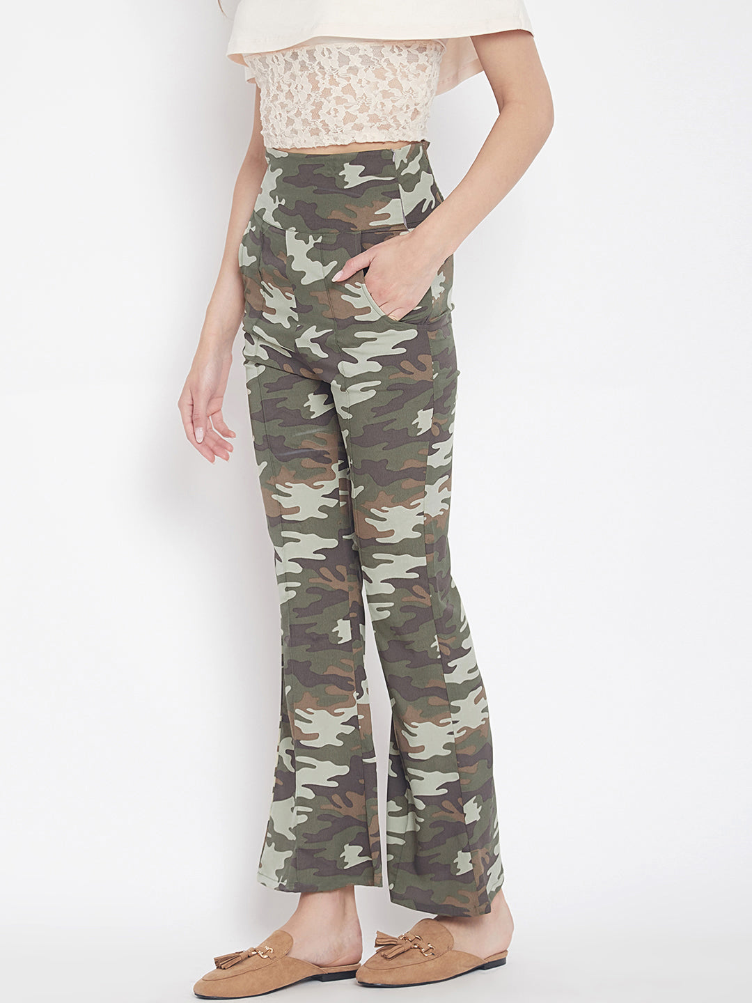 Women's milatray print bootcut high waist trouser