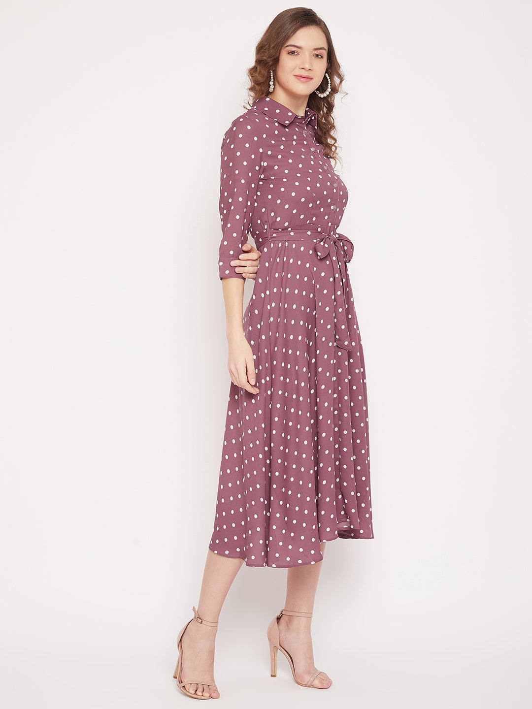 Women Mauve Printed Shirt Dress