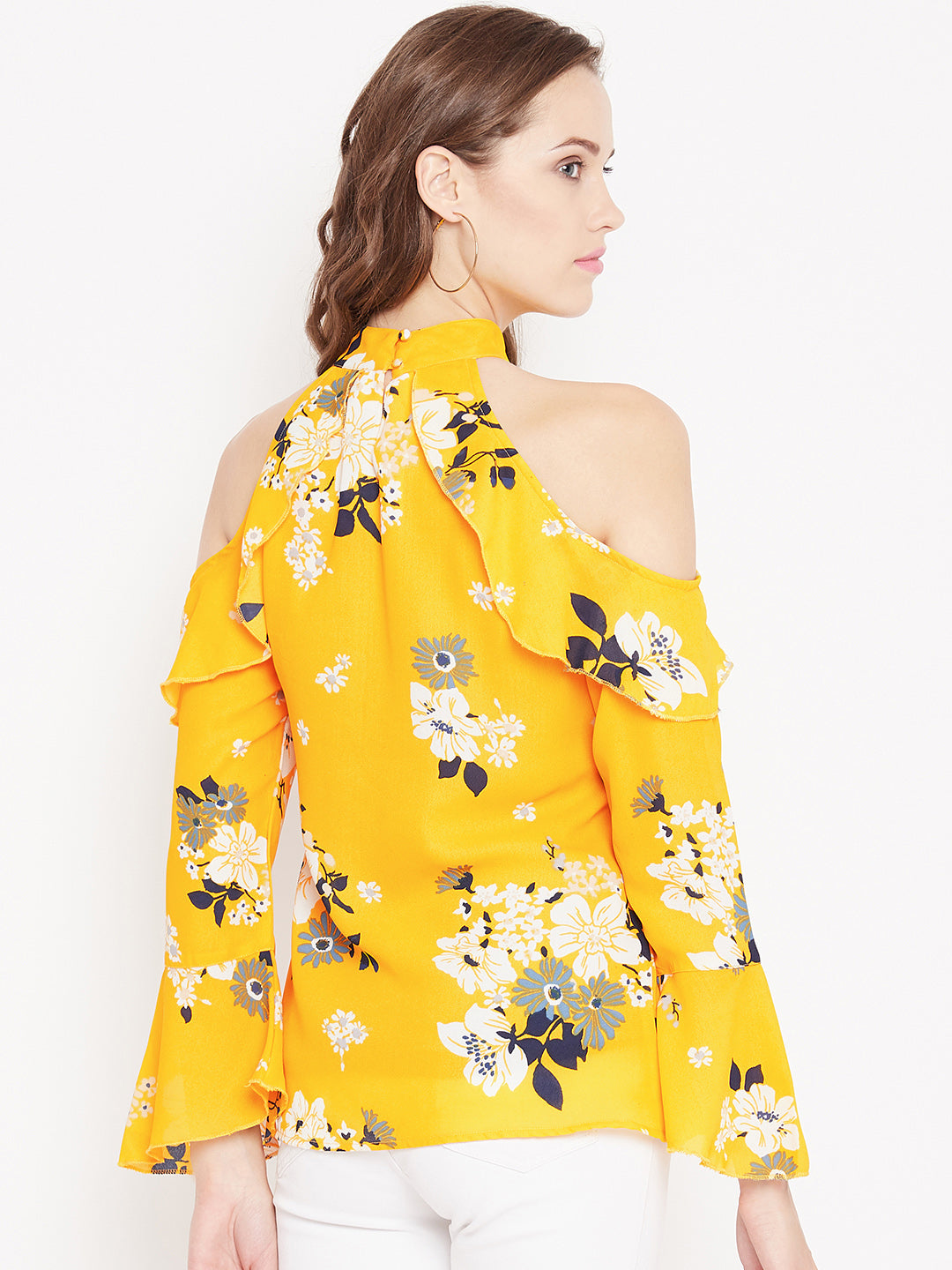 Women's Multicolour Colourblock Off Shoulder Top