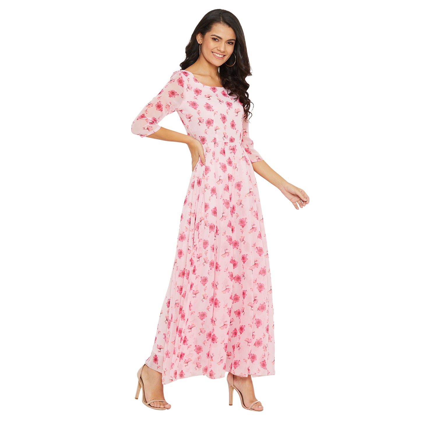 Women Pink Floral Printed Maxi dress