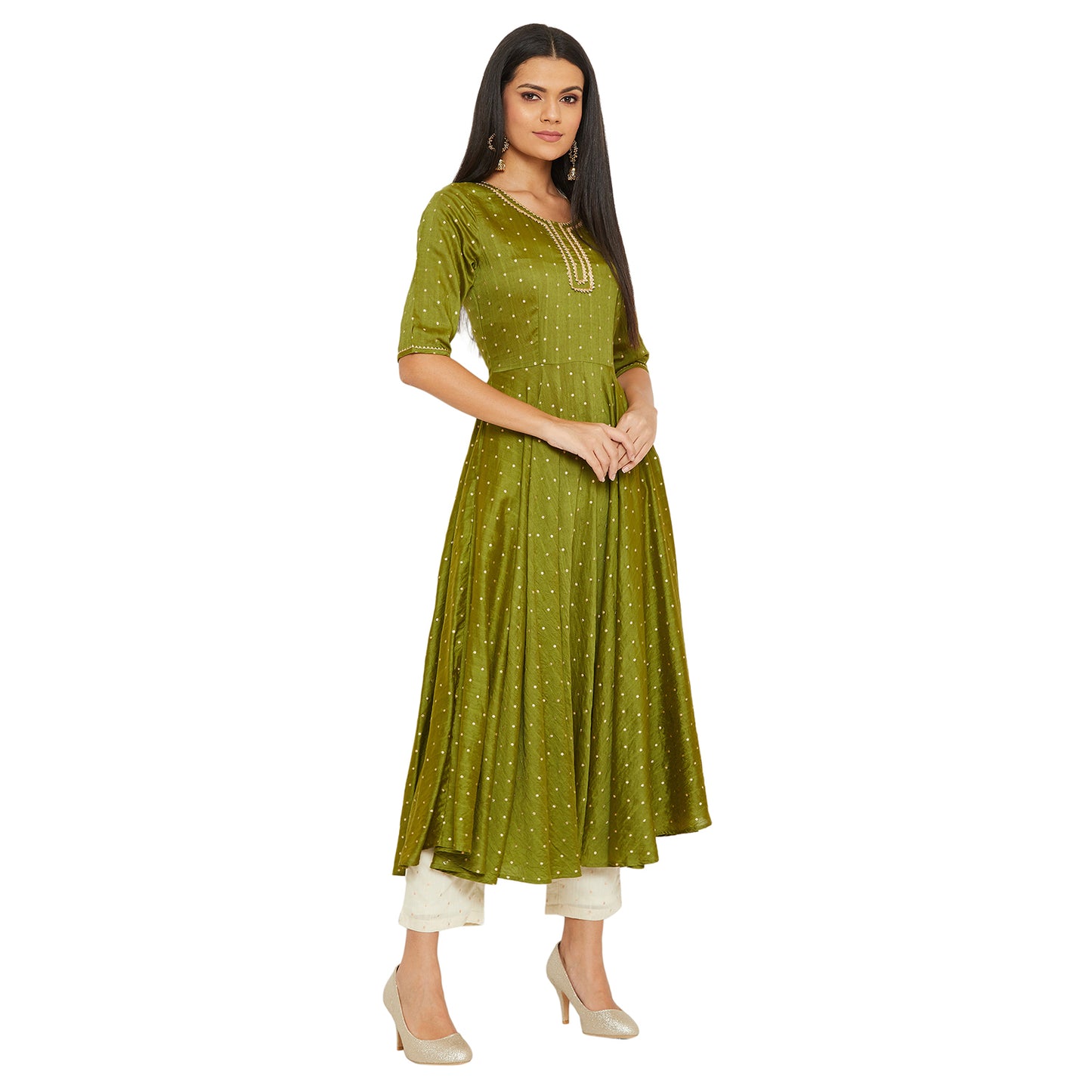 Mehndi Colour Flare Kurta Set