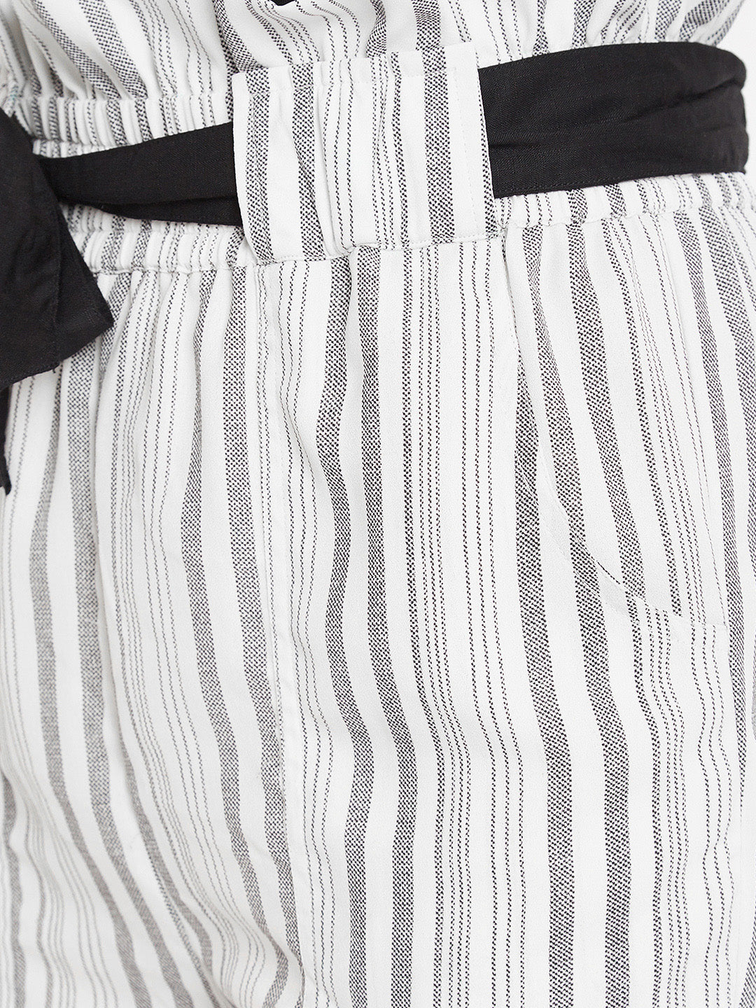 Women's ivory grey stripes high waist trouser