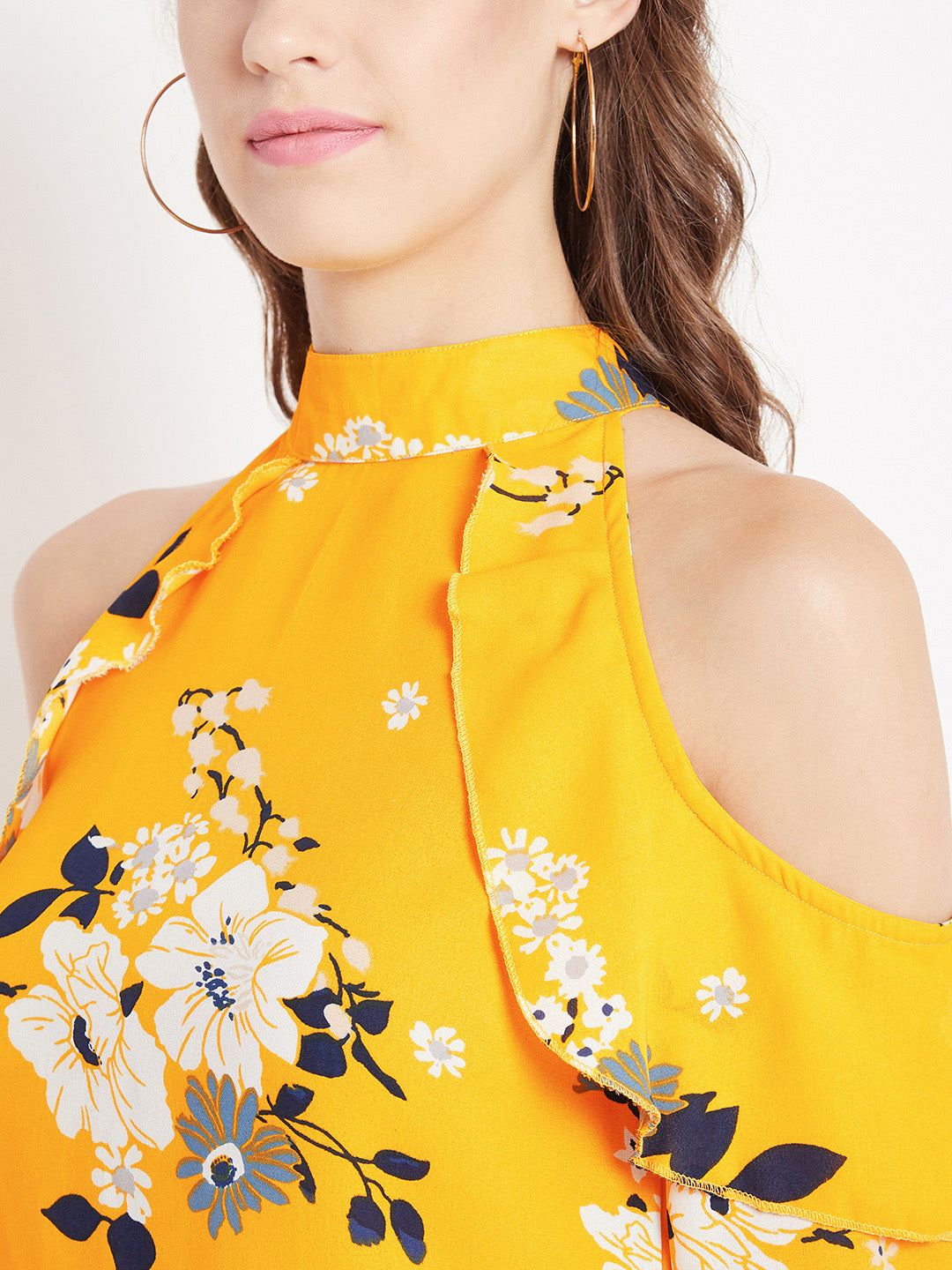 Women's Multicolour Colourblock Off Shoulder Top