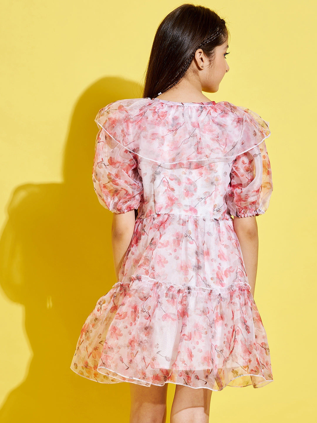Girls White & Pink Floral Dress