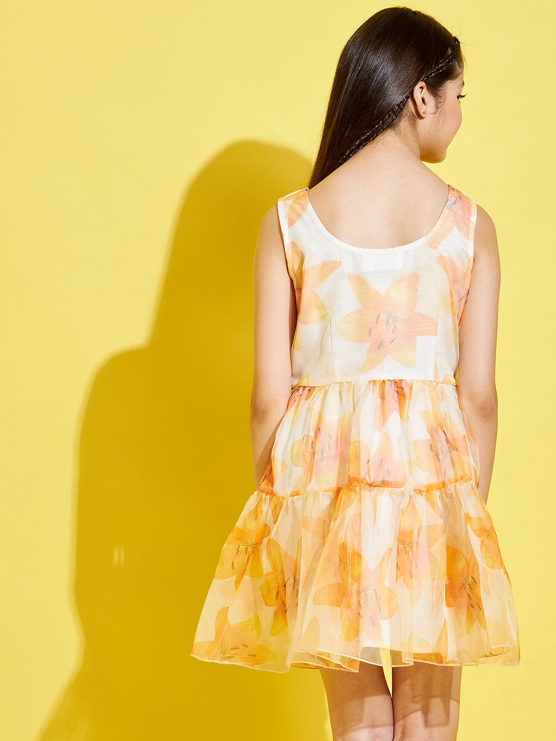 Girls Cream-Coloured & Yellow Floral Dress