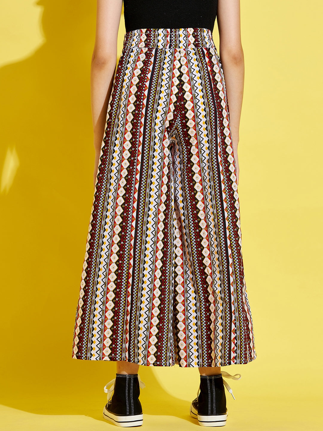 Cherry Jerry Girls Maroon Ethnic Motifs Printed Relaxed Cotton Trousers