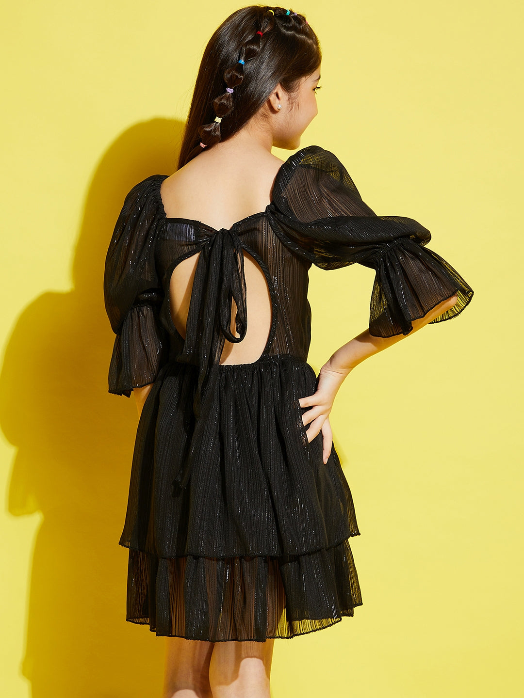 Girls Solid Black Dress
