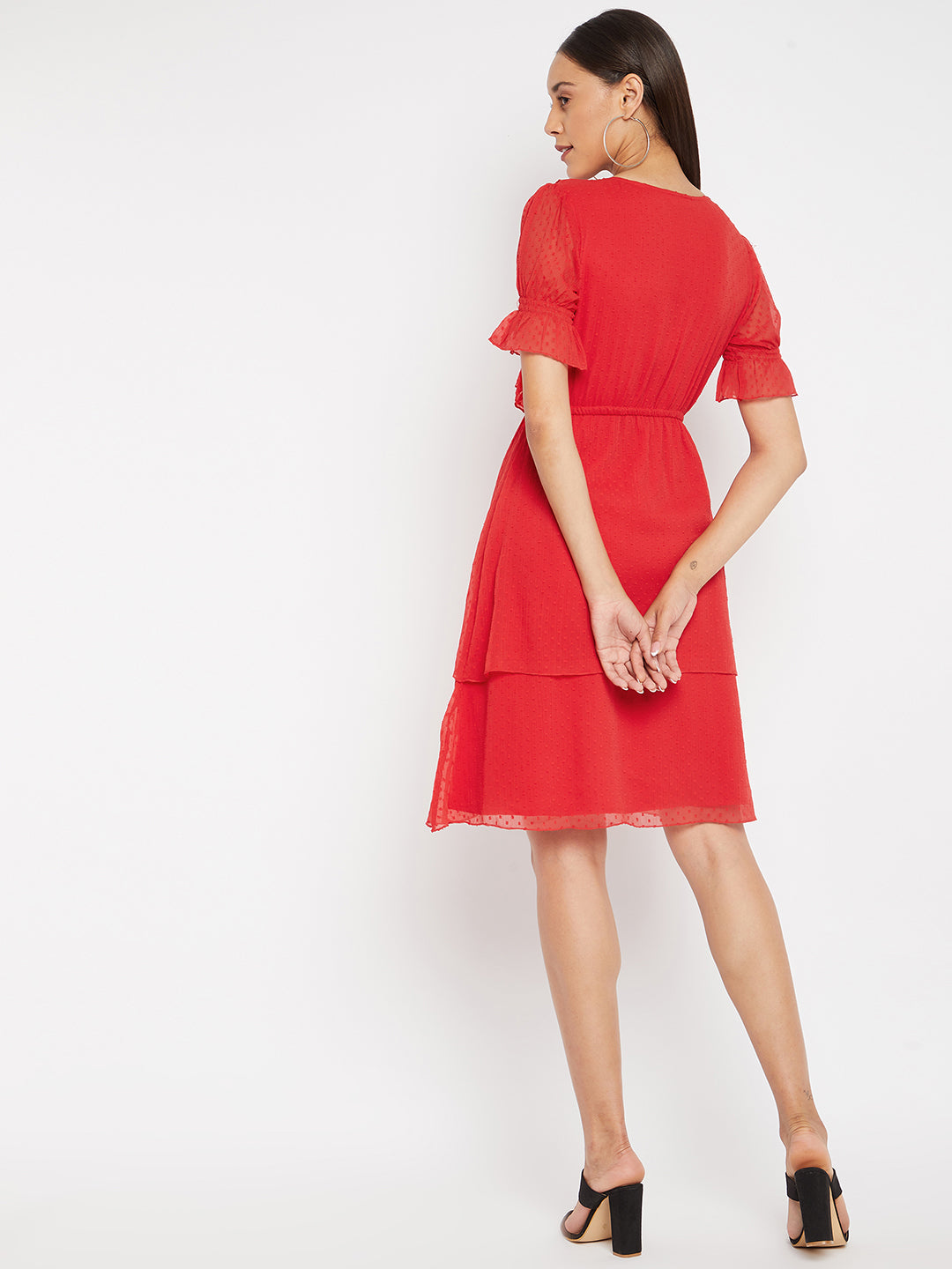 Women Red layered wrap Dress