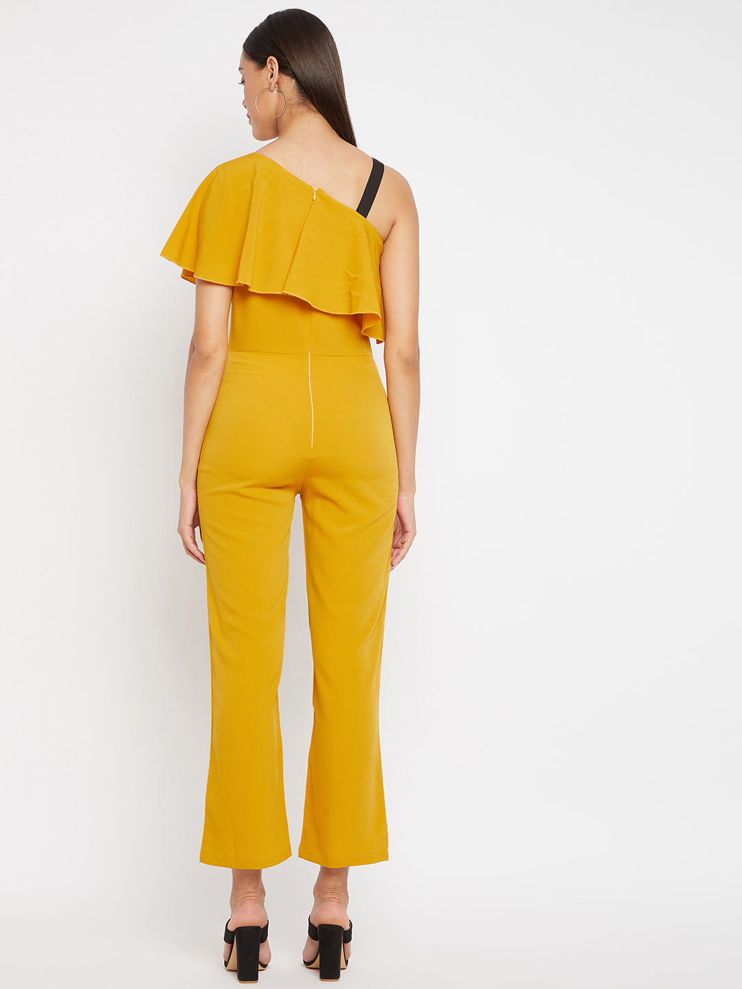 Yellow Basic Jumpsuit with Ruffles