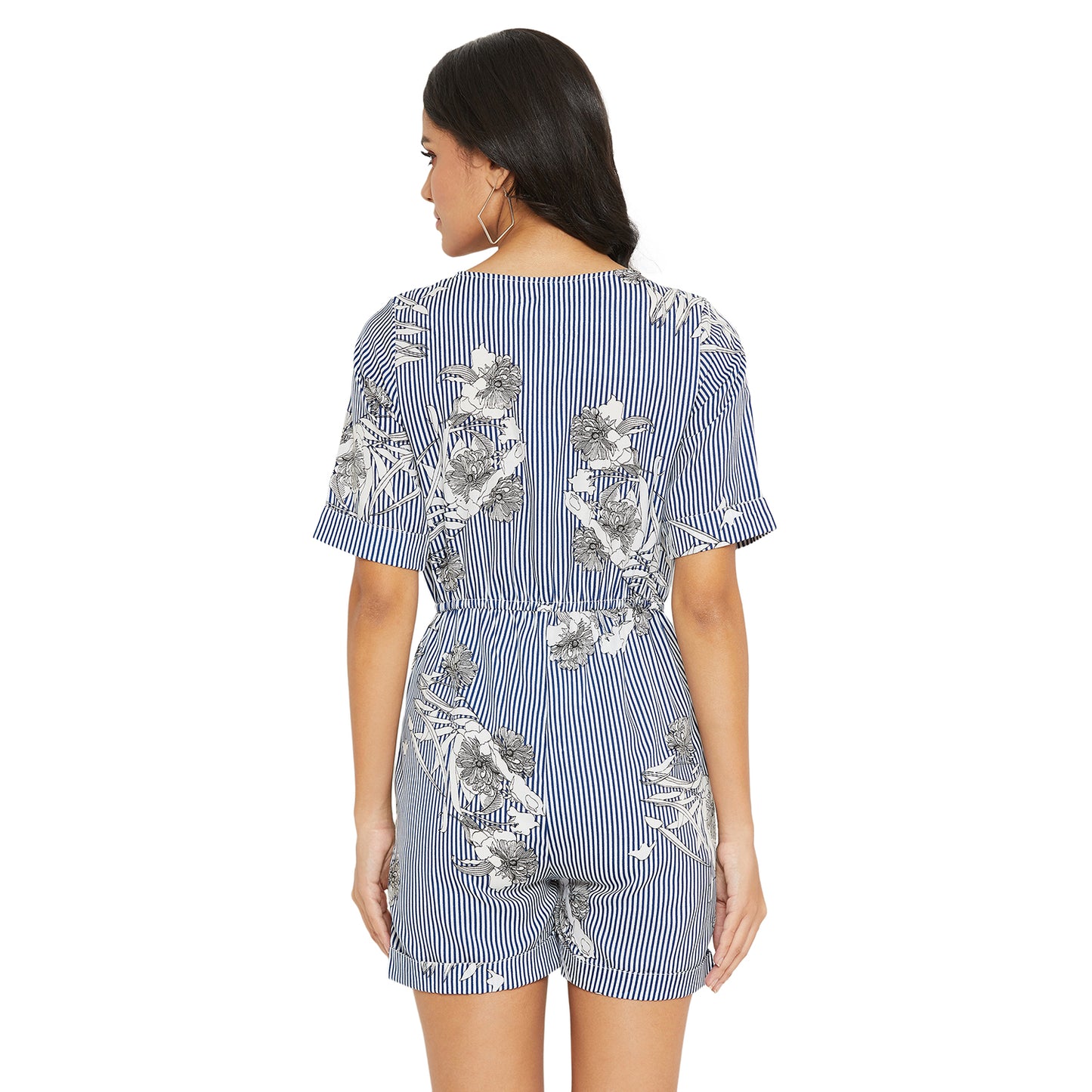 Women's Stripe flower printed romper