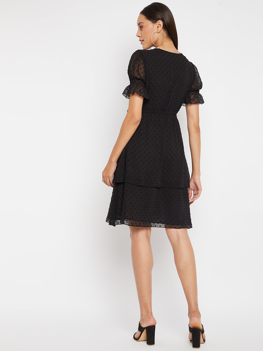 Women Black layered wrap Dress