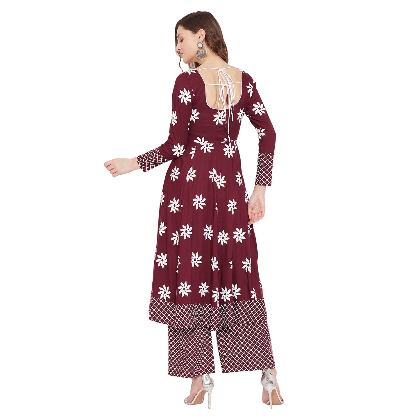 Maroon printed kurta set