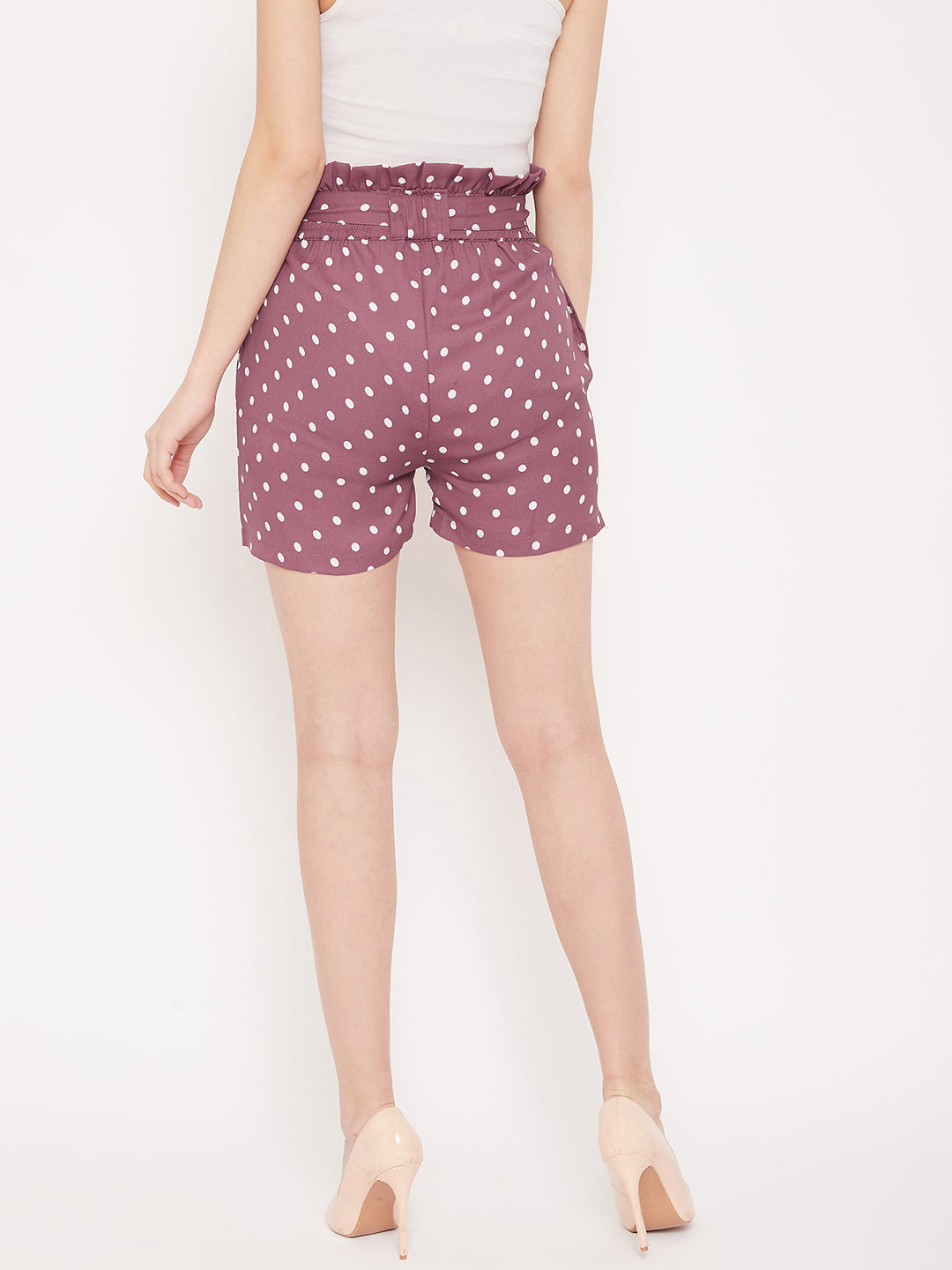Women Mauve Printed Loose Fit Regular Shorts