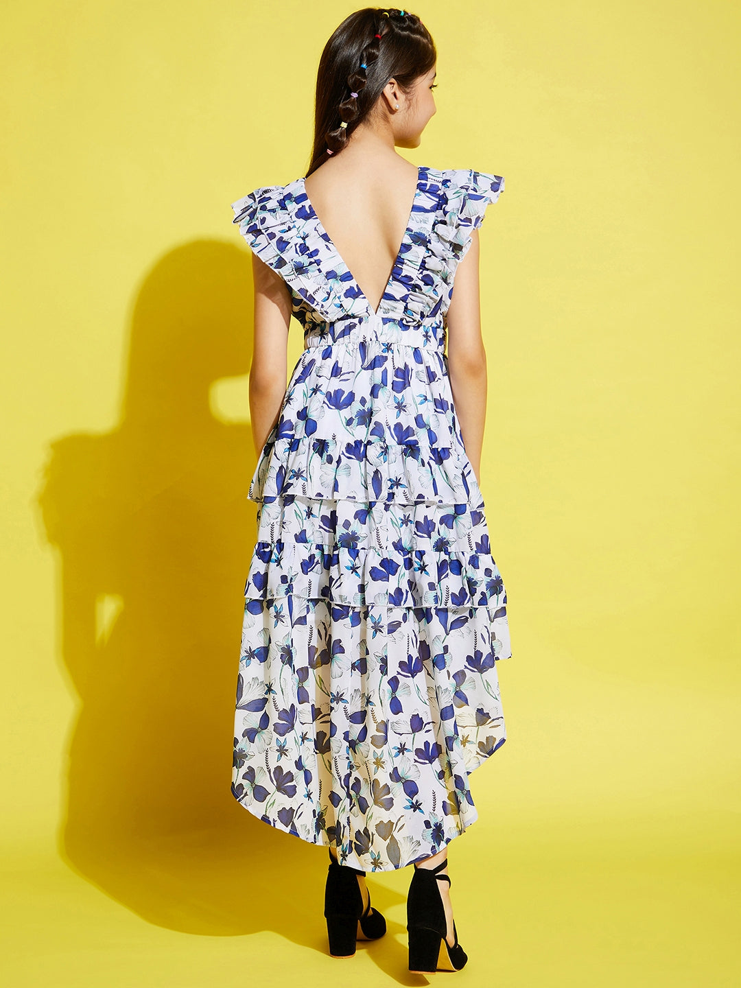 Girl White Floral Midi Dress