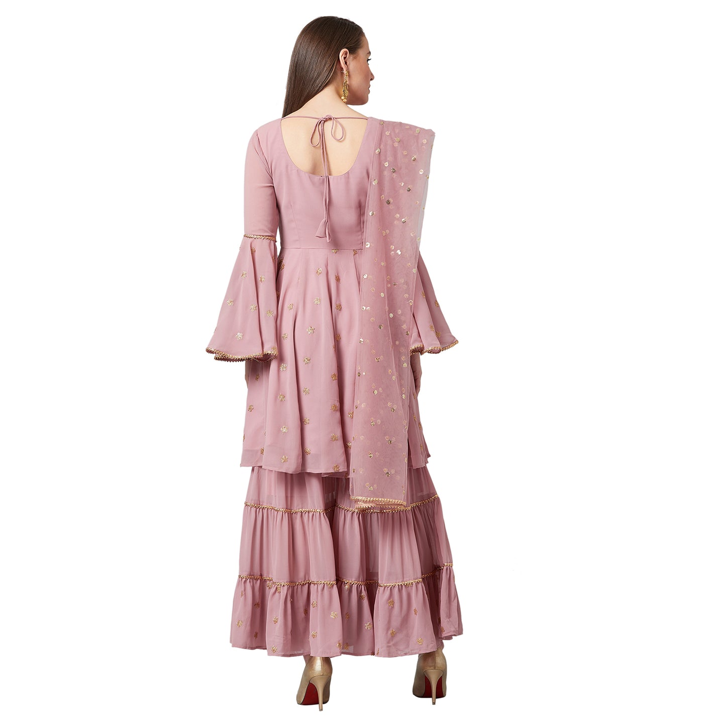 Women Flared Kurta And Sharara Set