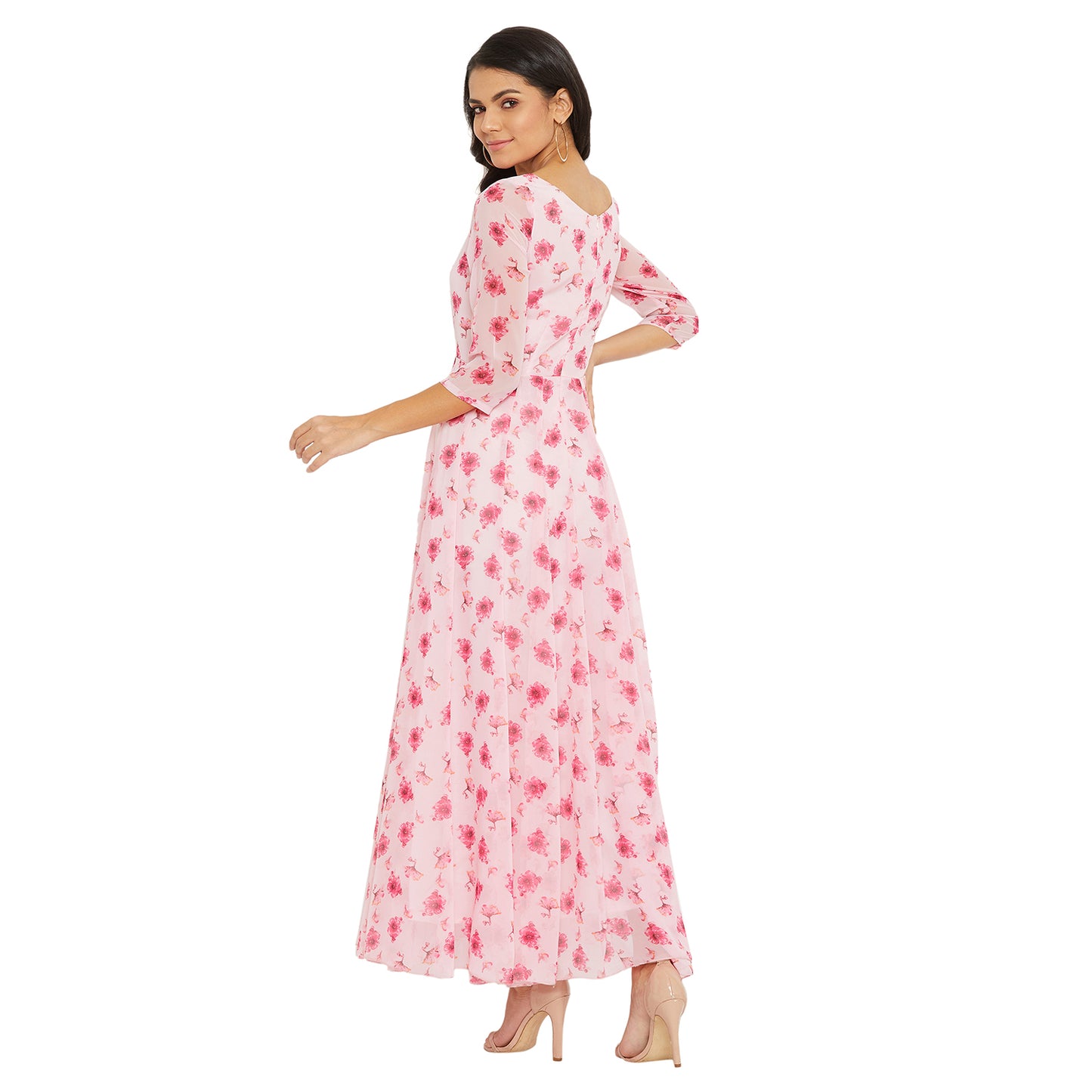 Women Pink Floral Printed Maxi dress