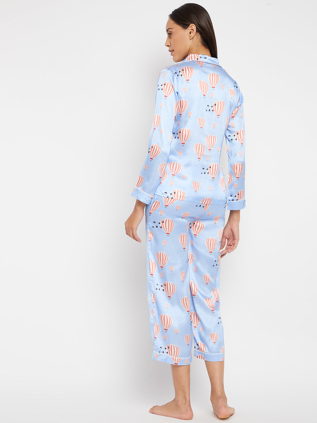Women Blue & Red Printed Night suit