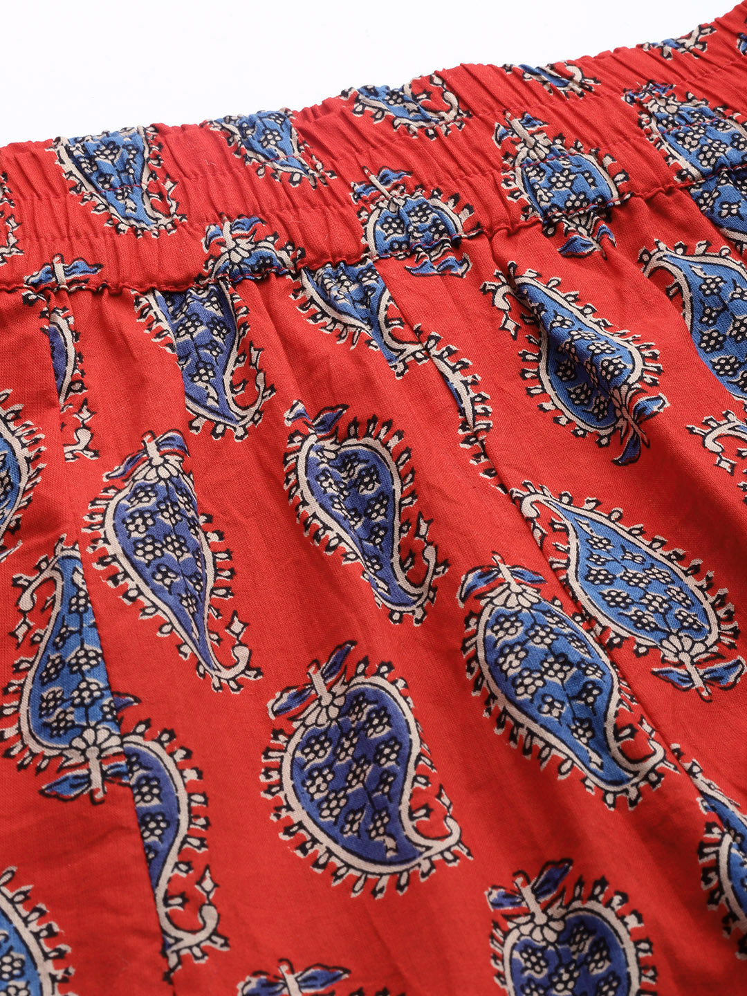 Women Red & Blue Paisley Printed Cotton Palazzos