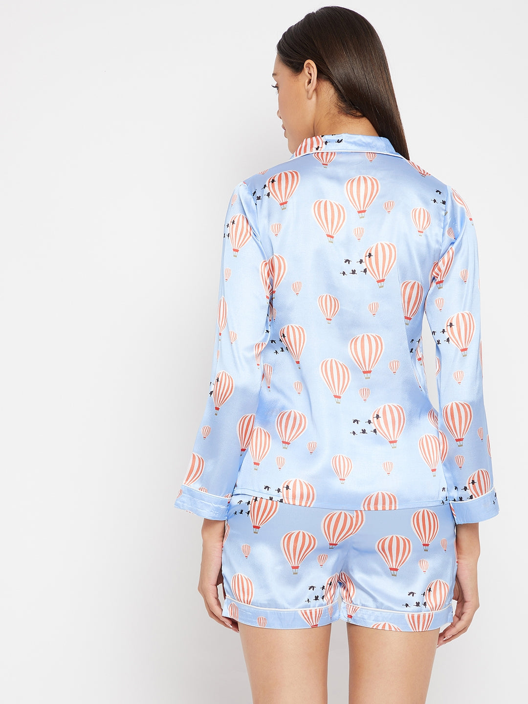 Women Blue & Red Printed Night suit