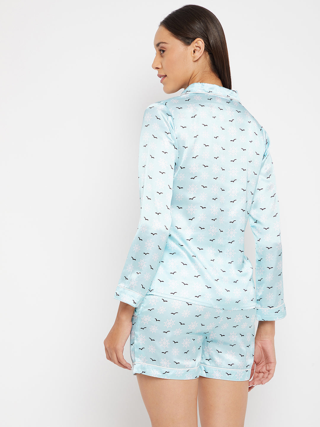 Women Blue & Black Printed Night suit
