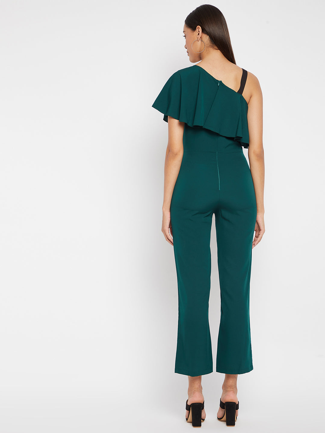 Green Basic Jumpsuit with Ruffles