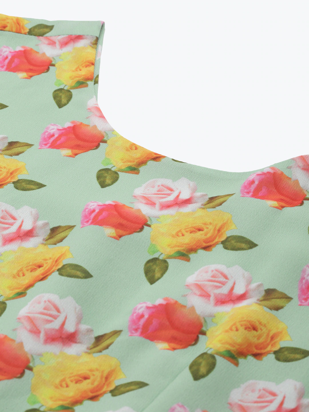 Green & Yellow Floral Georgette Maxi Dress