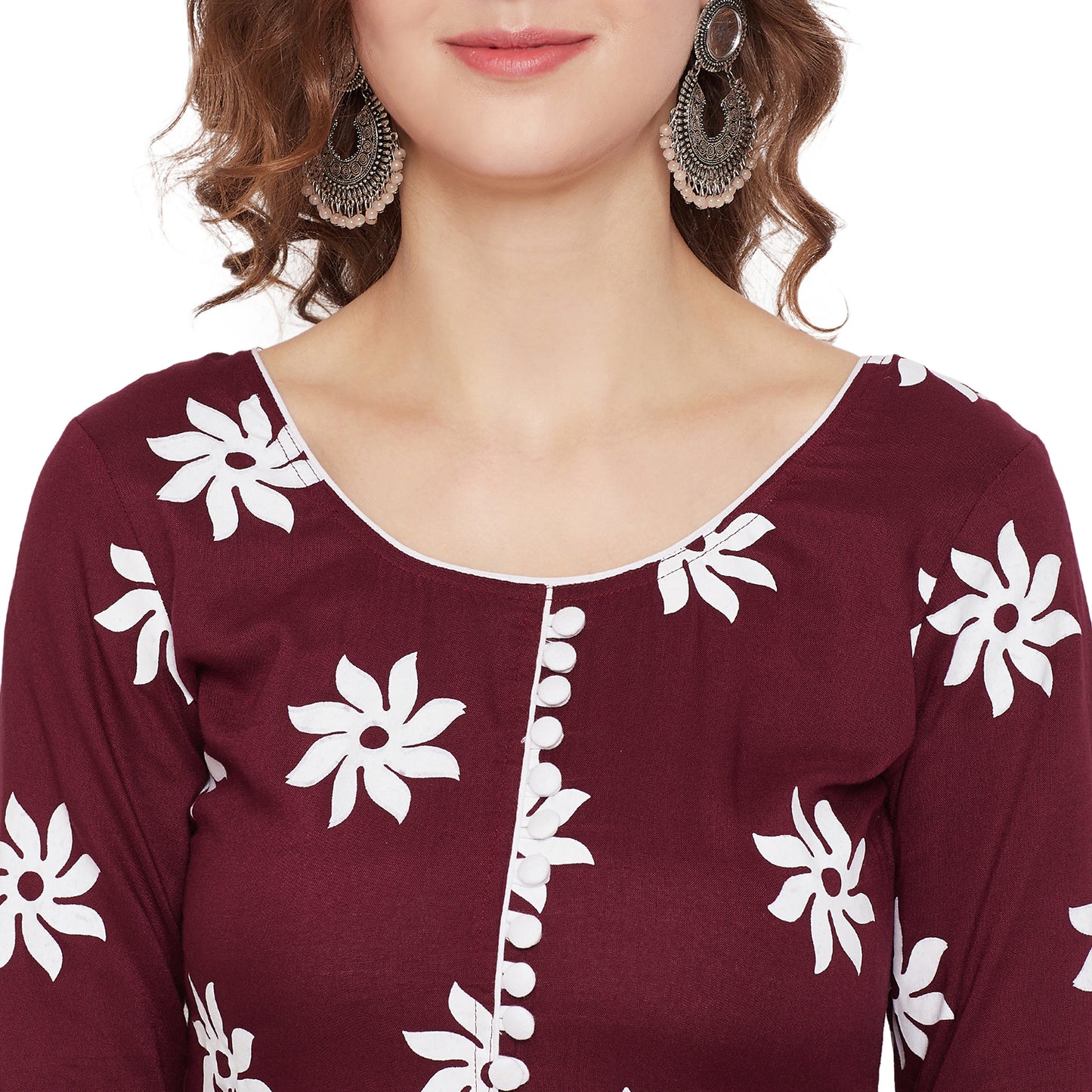 Maroon printed kurta set
