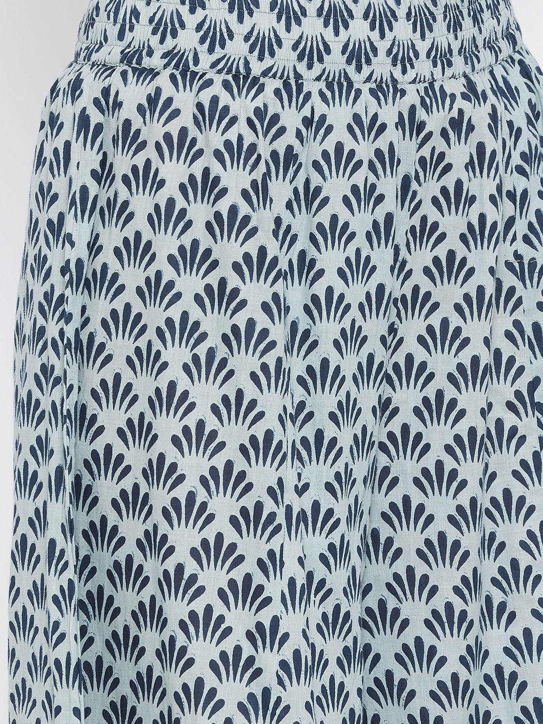 PANIT Women Grey and Blue Printed Flared Palazzos