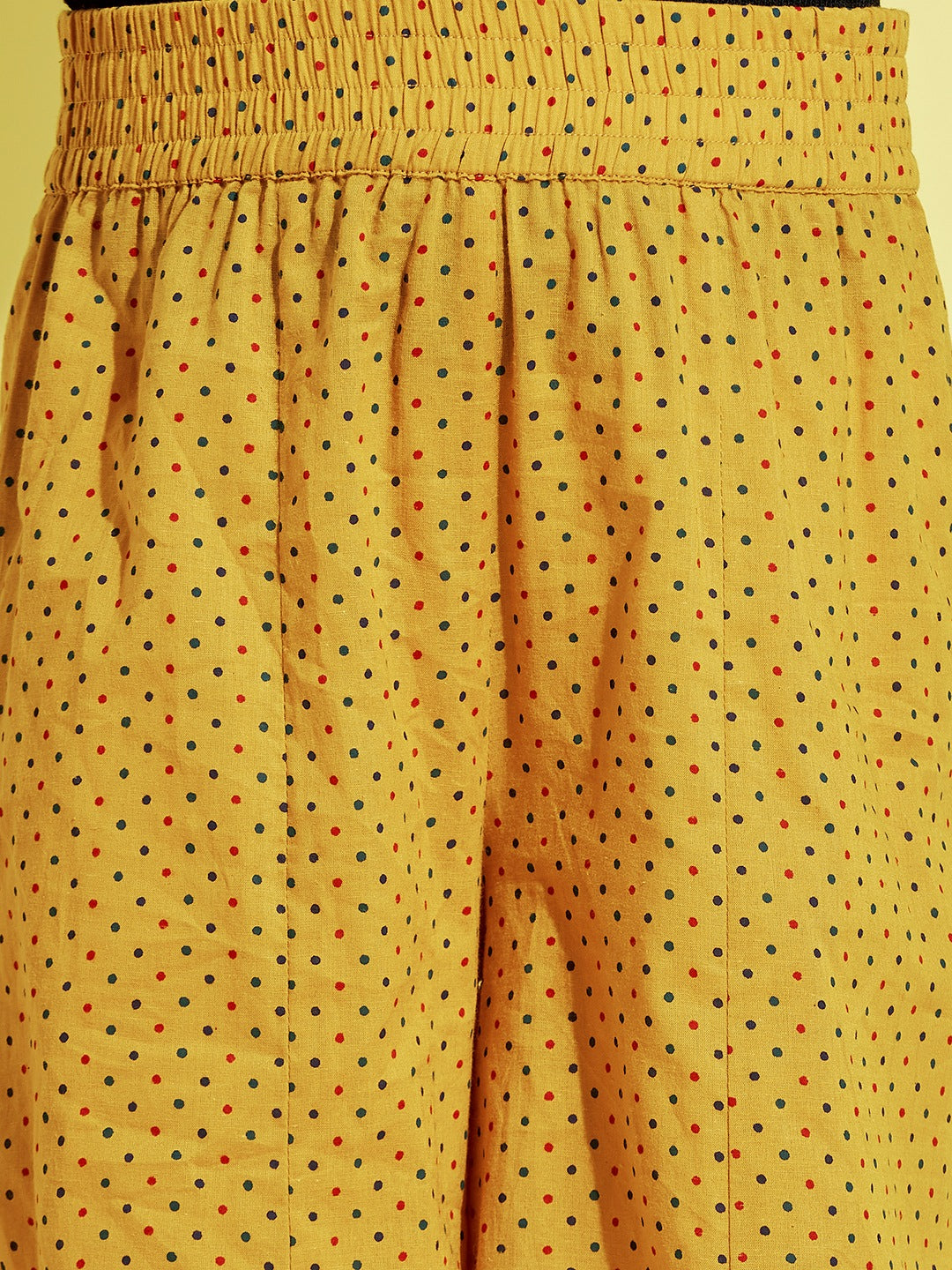Cherry Jerry Girls Mustard Yellow Printed Relaxed cotton Trousers
