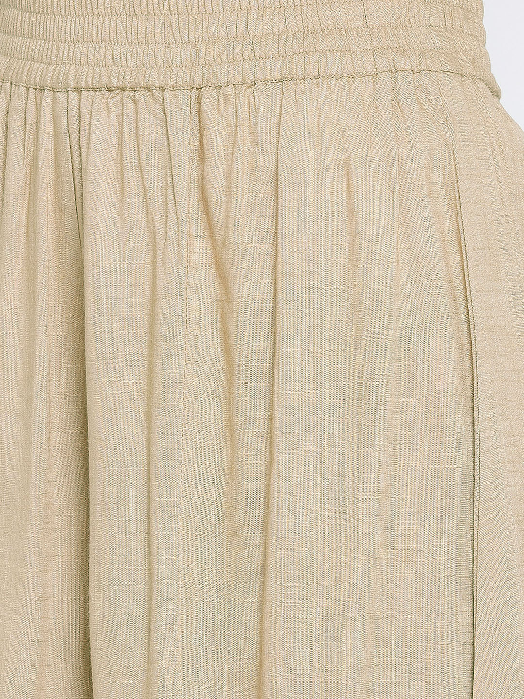 Women Beige Relaxed Flared Solid Parallel Palazzo