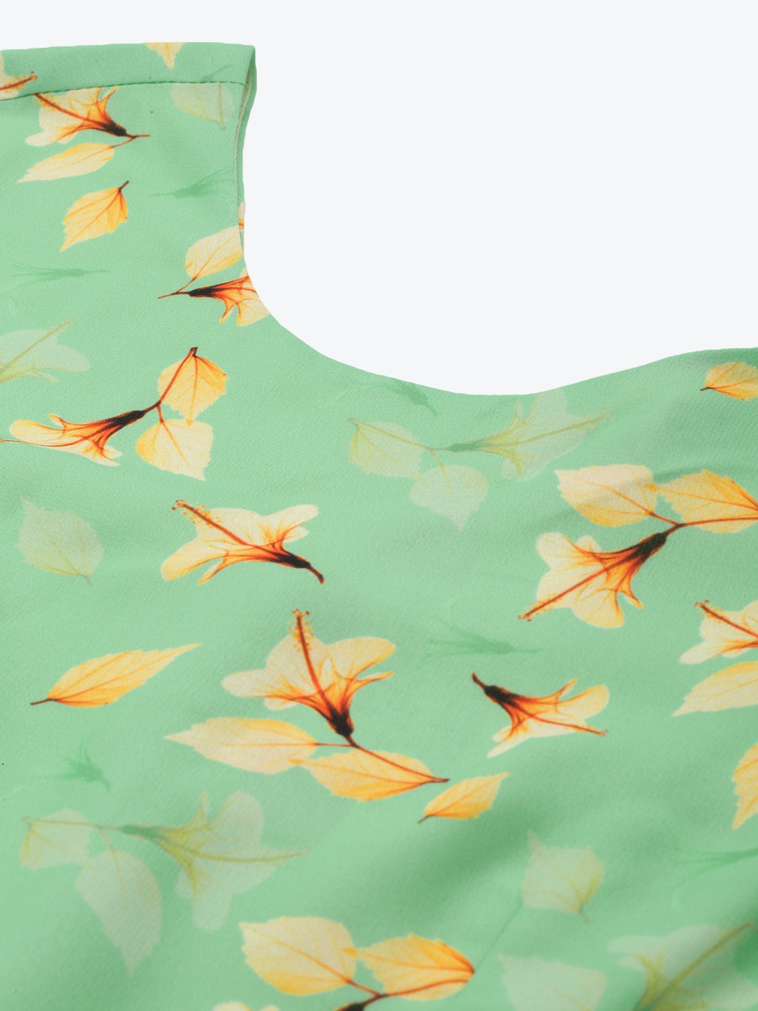 Green & Yellow Floral Georgette Maxi Dress