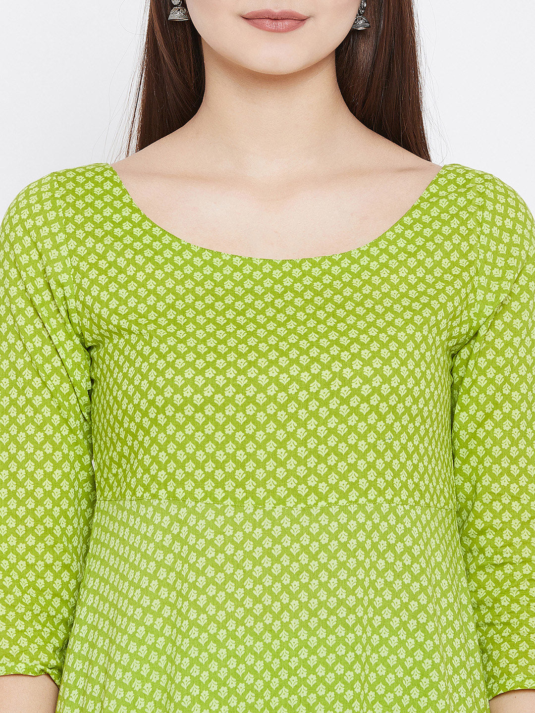 PANIT Women Green Ethnic Motifs Printed Tiered Anarkali Kurta