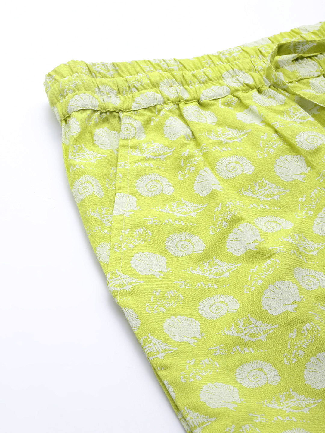 Women Lime green and white woven trousers