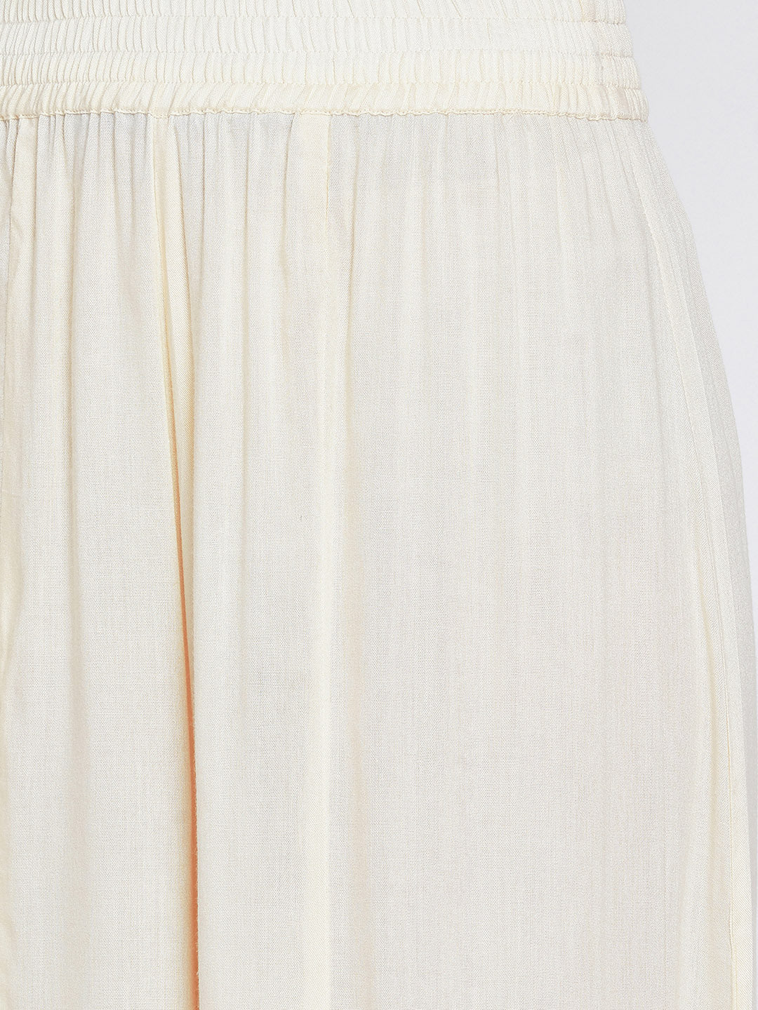 Women Off-White Flared Solid Palazzos