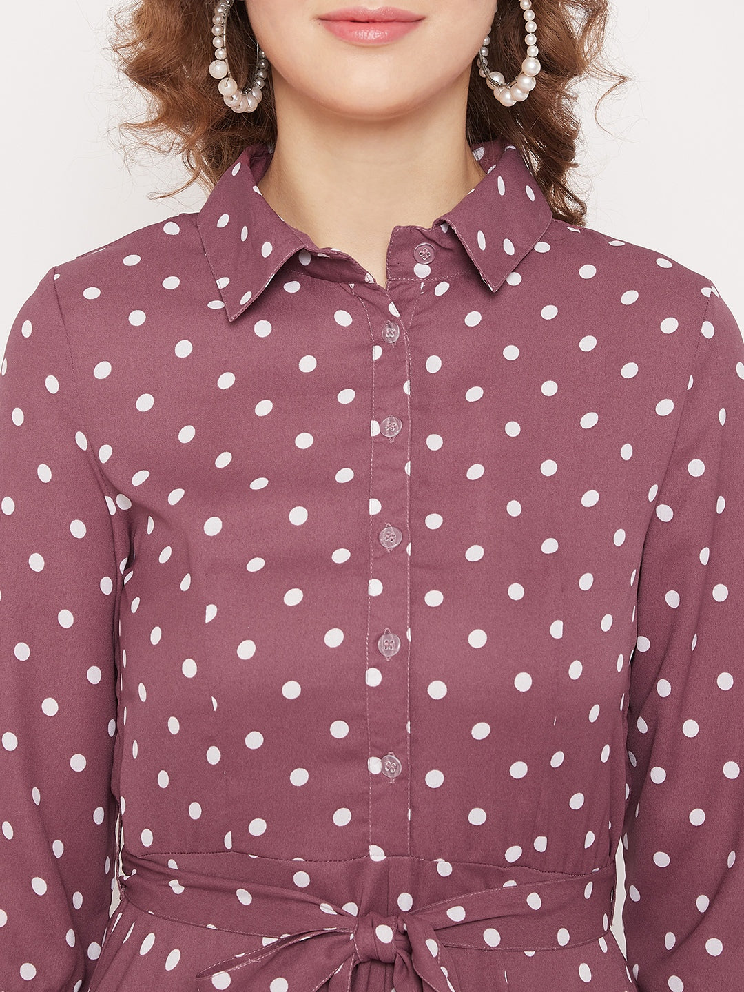 Women Mauve Printed Shirt Dress